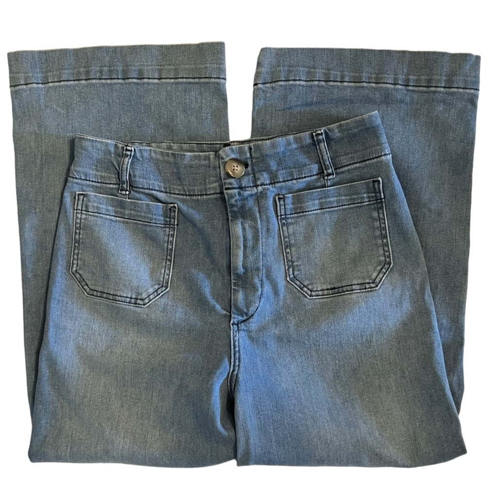 Pilcro and the Letterpress The Skipper Wide Leg Jeans Lighter Blue Wash Size 31